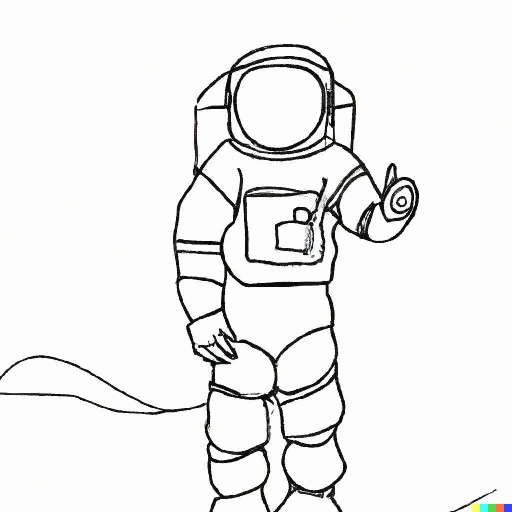 an astronaut, one-line drawing